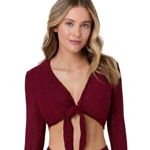 NWOT Sample Andie Swim Women's Crete Red Crochet Lace Beach Cover Up Small